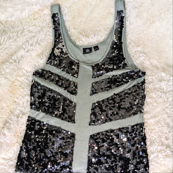 Seafoam Green w/ Silver Sequins Tank Top - Picture 1 of 5